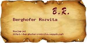 Berghofer Rozvita névjegykártya